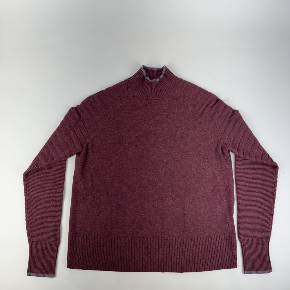 New Womens Smartwool Edgewood Mock Neck Burgundy Merino Wool Sweater Size XSmall
